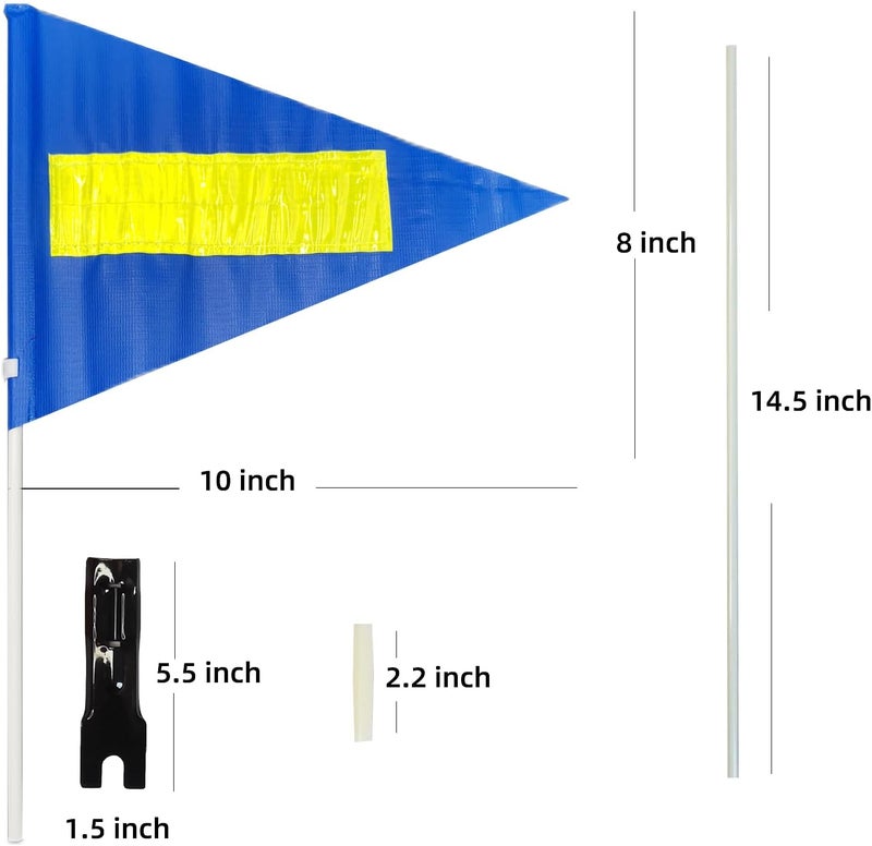 Acrebow Bike Safety Flag with Pole 2 Sets, 6-Foot Adjustable Height Sturdy Fiberglass Tear-Resistant Waterproof Safety Flag Blue - Image 2